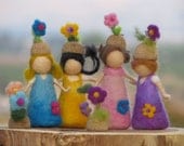 Waldorf inspired Needle felted little acorn friends
