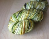 Hand Dyed Worsted Weight Yarn / Moss Chartreuse Gold Superwash Merino Wool