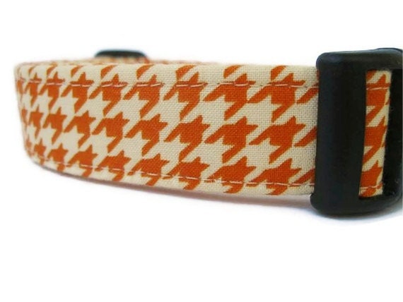 Pumpkin Houndstooth Dog Collar - Custom Fall Dog Collar