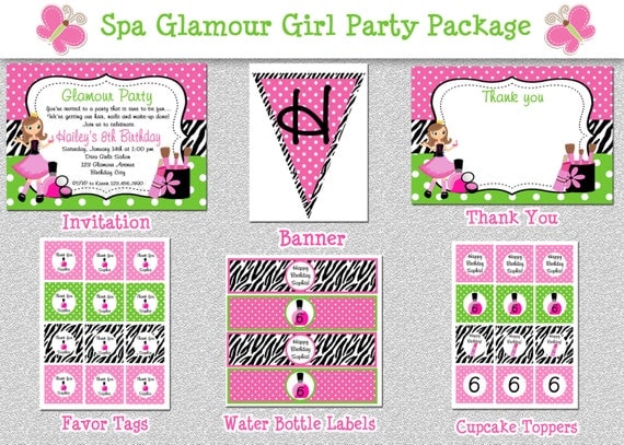 Glamour Girl Birthday Party Package , Glamour Girl Birthday Party Package Printable Il_570xn