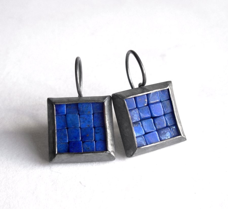 Mosaic Earrings - Lapis Lazuli & Silver