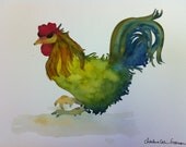 Rooster Chicken farm egg proud cocky hen coop yellow blue red metrosexual animal feather nature organic pet bird beak unamused