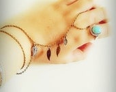 Slave Bracelet Boho Hand Bracelet Bohemian Slave Ring Hand Bracelet Gypsy Bracelet Bohemian Bronze Leaf Bracelet Hand Jewelry Ring Bracelet
