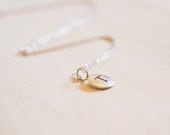Sterling Silver Tiny Circle with Initial Pendant on Necklace - monogram any letter a b c d e f g h i j k l m n o p q r s t u v w x y z