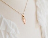24k Gold Vermeil Leaf Pendant Glittering Chain Necklace - dainty silhouette nature golden gift - Amore Valkyrie Fine Jewelry
