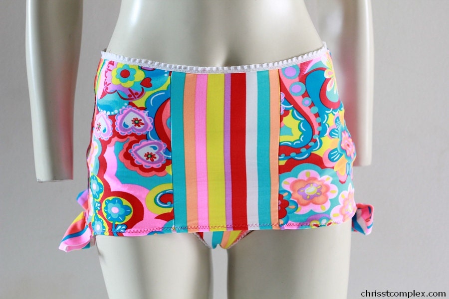 Floral Bikini Swimsuit  Heats Strips Lingerie Top Bra kawaii Cosplay Resort - Chrisst Unique Fashion SPECIAL ETSY PRICE