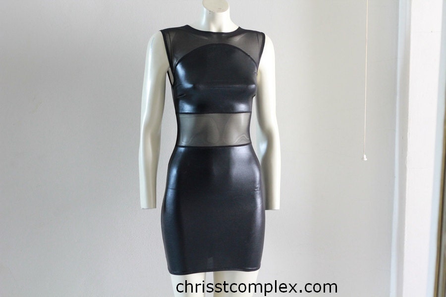 Dress Mini Pvc Club. Wear this super tight rubber look Chrisst Pvc dress out tonight SPECIAL ETSY PRICE