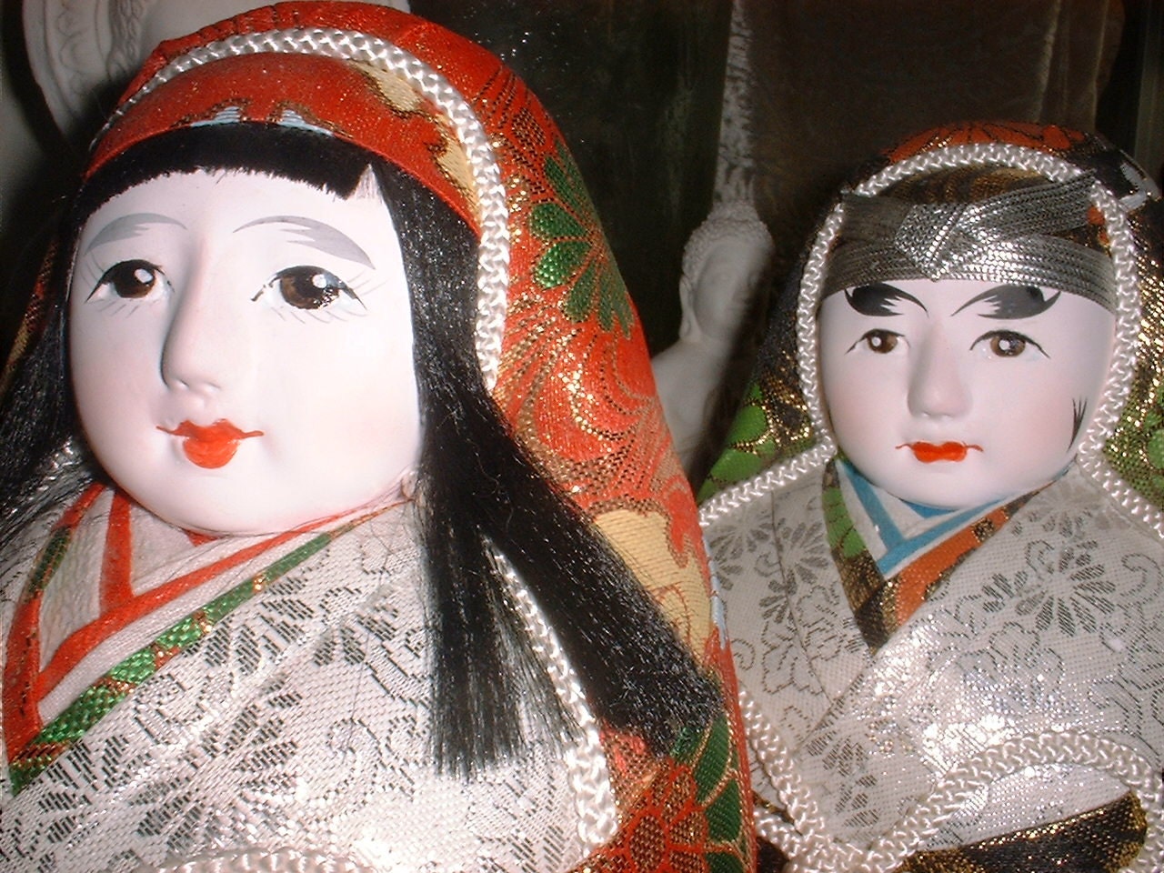 A Pair of Child Dolls from JAPAN in Wondrous Fabrics