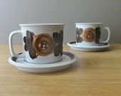 Vintage Arabia Finland Anemone Rosmarin Cups and Saucers Ulla Procope