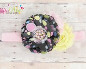 Baby Headband..Pink Headband..Newborn Headband..Toddler Headband..Satin Headband..Cluster Headband