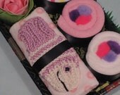 Baby Girl Sushi Gift - Baby Washcloth Shower Gift - Purple Fish Bath Scrubby