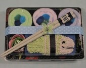 Baby Boy Sushi Gift Set - Baby Washcloths - Baby Shower Gift - Green Fish Bath Scrubby