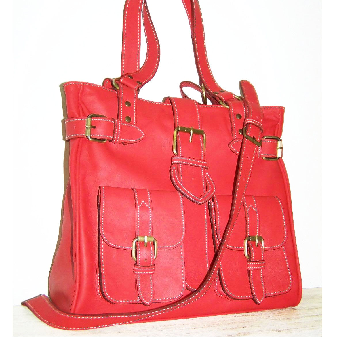 Pale Red Leather Bag - Handbag - Purse - Shoulder - Cross-body Bag - Orea M/ SALE