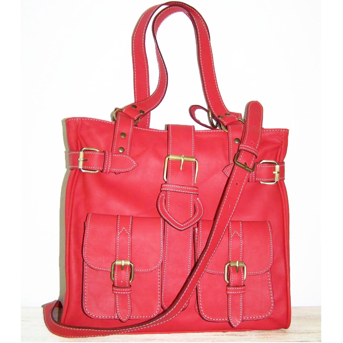 Pale Red Leather Bag - Handbag - Purse - Shoulder - Cross-body Bag - Orea M/ SALE