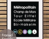 Eiffel Tower 8x10 Print (Paris Inspired Metro Sign Art) (Featured in Black) Buy 3 and get One Free