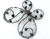 Black Spinel Butterfly Oxidized Sterling Hair Pin, Clip or Bouquet Decoration - ButterflyJewelry -Tagt