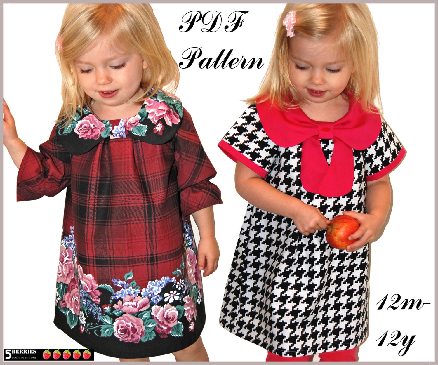 2 Girls Dress Patterns in One,  Ava Children's Sewing Patterns, Baby, Toddler, PDF Ebook, Tutorial