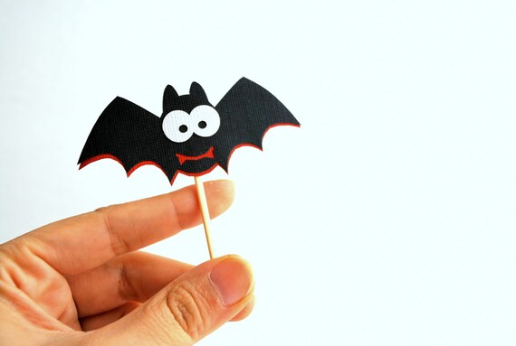 12 Spooky Bat toppers, Vampire Party Picks - Cupcake Toppers - Toothpicks - Food Picks A368 Il_570xn