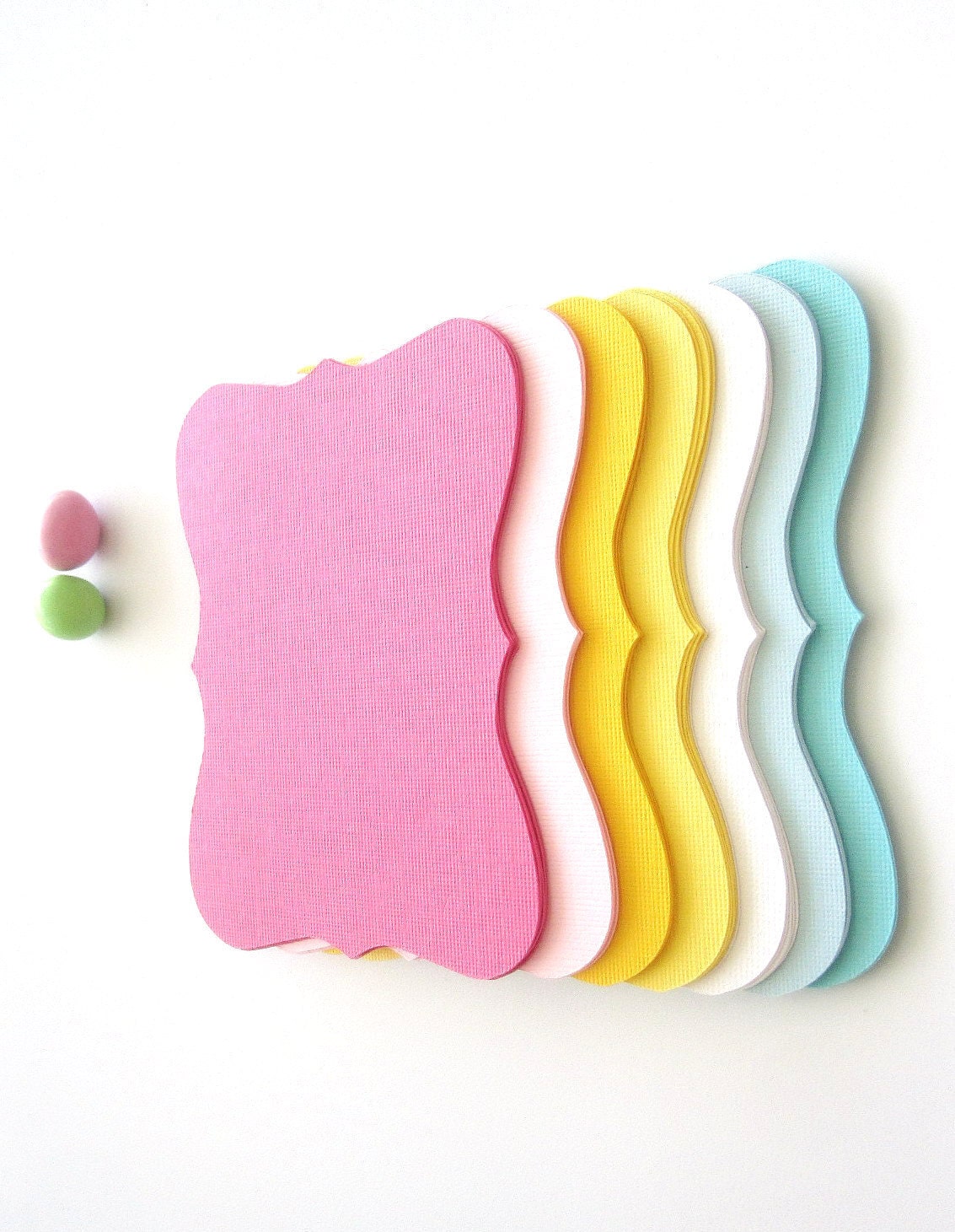 21 Bracket cards (4.5 x 3.5 inches) in 7 pastel and bright color Textured Cardstock MariaPalito A193 Il_570xn