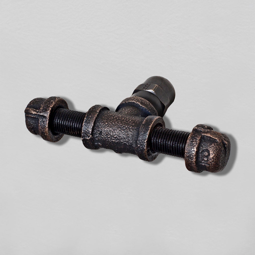 Single Arm Brass Drawer Cabinet Knob Pull Handle Hardware // Vintage Industrial Rustic Modern Brass Drawer Knob in Antique Brass Patina