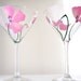 2 Pink Poppy Martini Glasses- Hand Painted Glassware