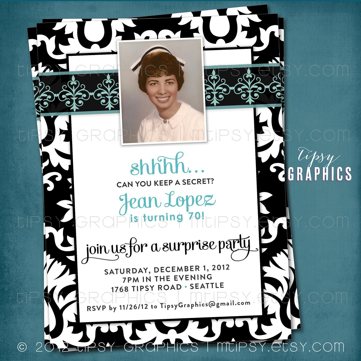 Can you keep a Secret. This Gal's Turning 50. Elegant Milestone Surprise Birthday Party Invitation. Photo Optional by Tipsy Graphics. Il_170x135