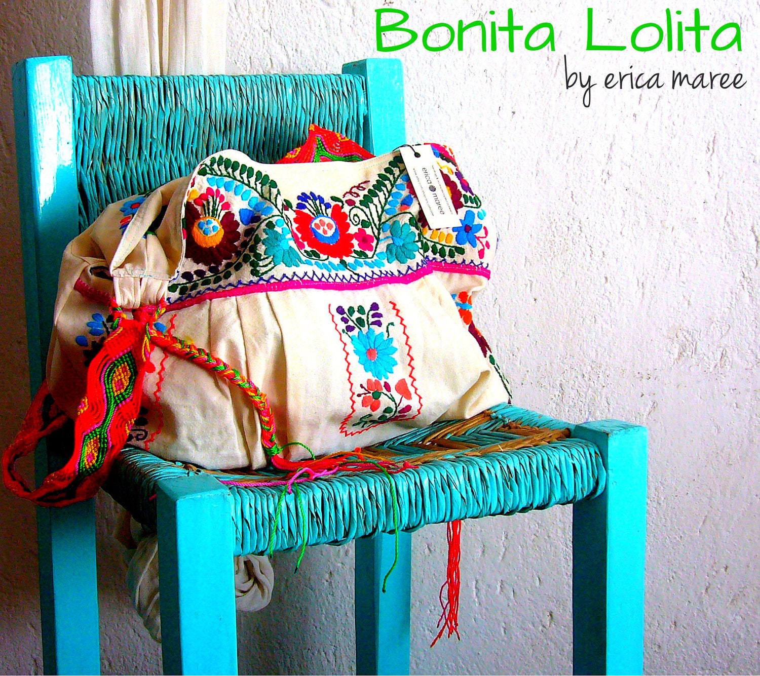 Mexican Embroidered Cross Body Purse with Macrame strap