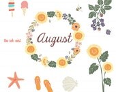 CLIP ART - August - for commercial and personal use