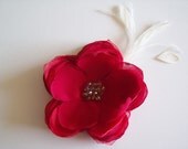 Red Flower Fascinator - Bridal Flower Fascinator - Red Hair Flower - Red Flower Headpiece