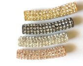 SaLe Pave Set Rhinestone Crystal Spacer Bead Connector Jewelry Bar Quality Rose Gold Silver Gunmetal Arm Candy Necklace DOLLAR SHIPPING US