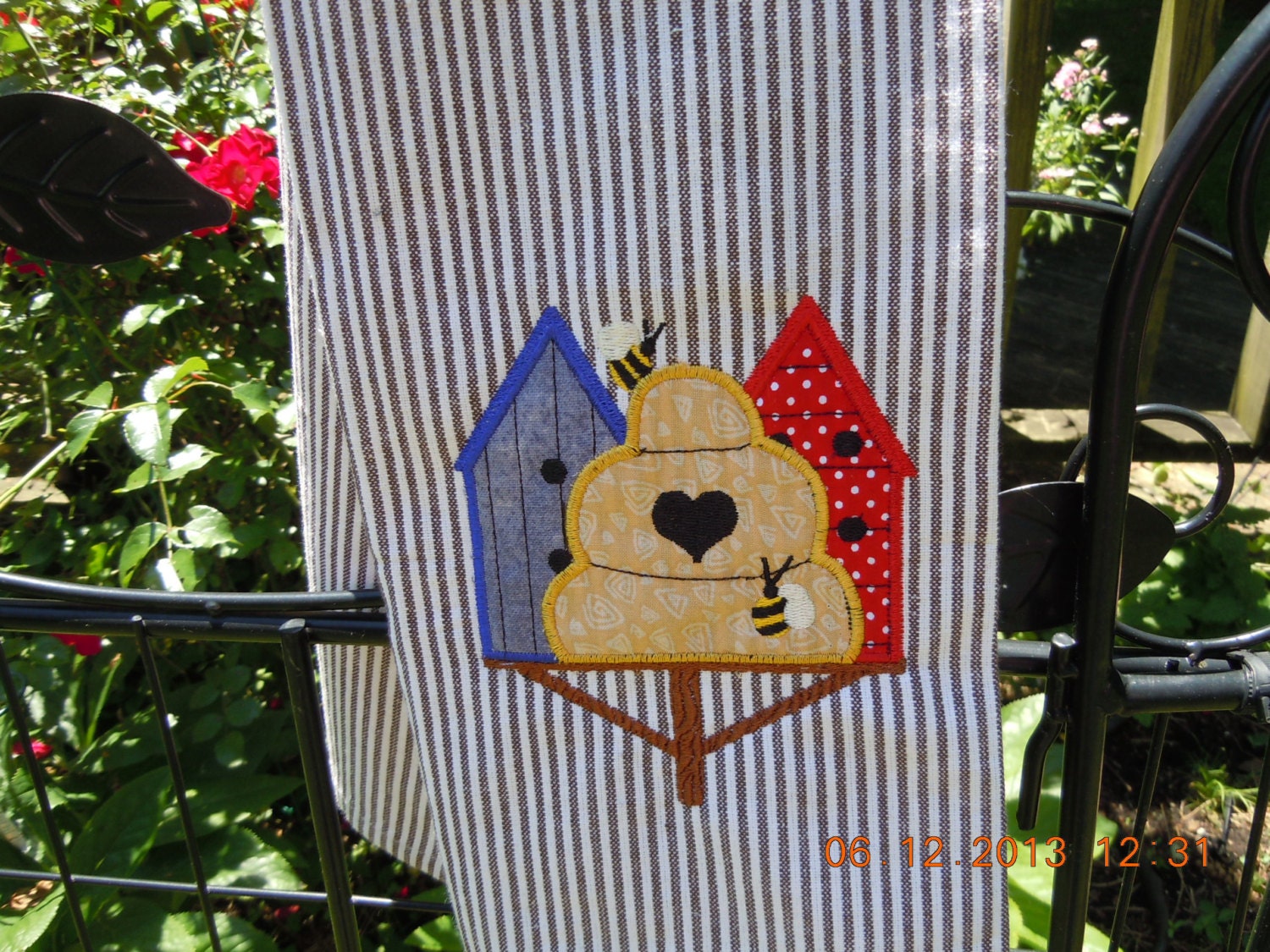 Birdhouse Kitchen Towel-appliqued