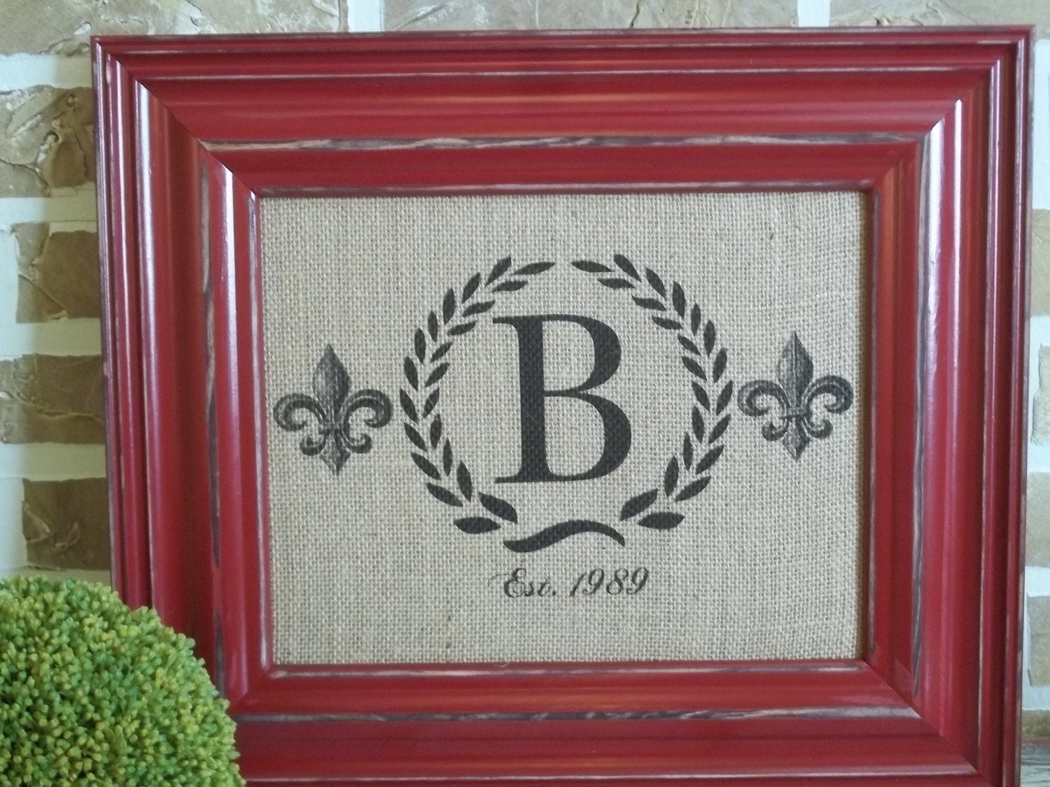Fleur de Lis  - Personalized - Customized - Monogrammed - Names and Est. Dates Burlap Print - FREE SHIPPING
