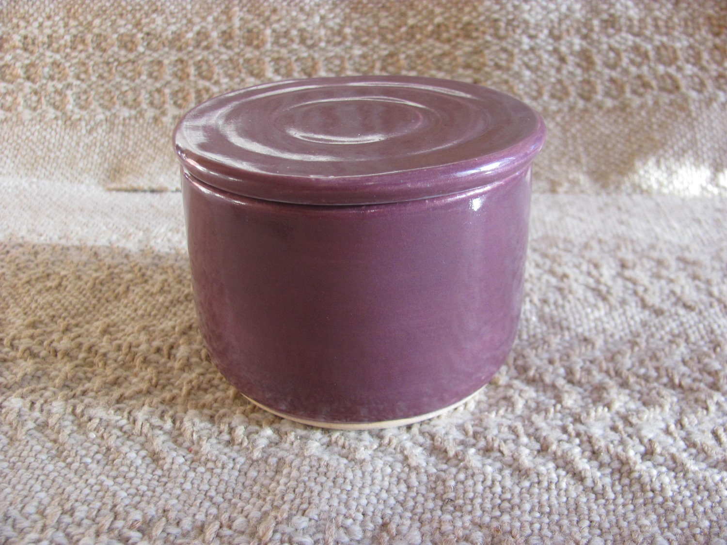 French Butter Dish Ceramic Pottery Handmade Lidded Jar
