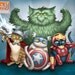 Cat Avengers - 10x8 art print - cats dressed up like Thor, Captain America, Iron Man and the Hulk. Superhero kitty
