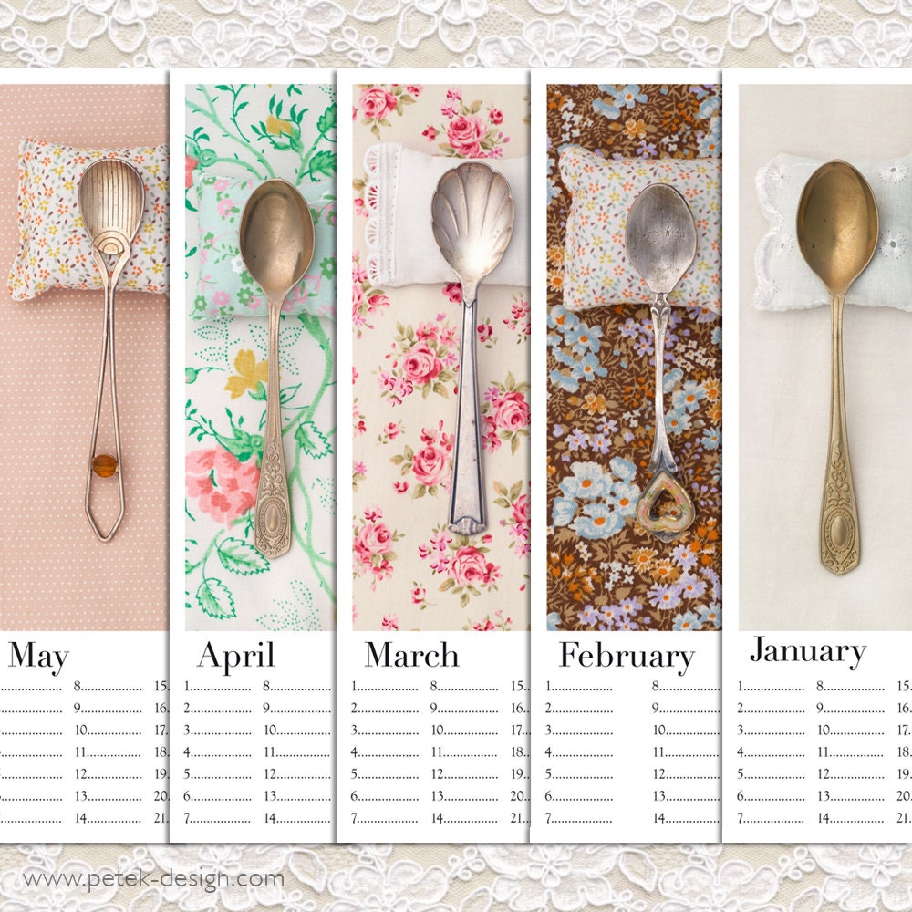 Romantic Forever Desk Wall Calendar 5x9 (13x24cm) The Art of Spooning fine photography Holiday / Wedding Unique Gift for her by Petek Design