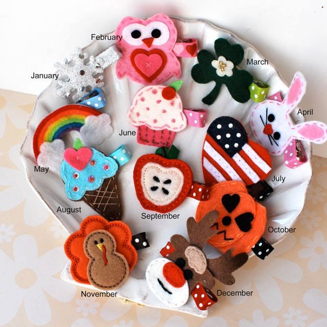 The Perfect First Birthday Gift- a Year of Hair Bows- Easter, July 4, Birthday Cupcake