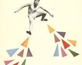 Super Powers - Portrait art, mid century modern print, male figure, geometric art, surreal, sports, gift for him - 8x10" Giclee print