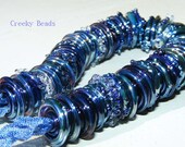Handmade Lampwork Disc Beads "Silvered Blue" Creeky Beads SRA