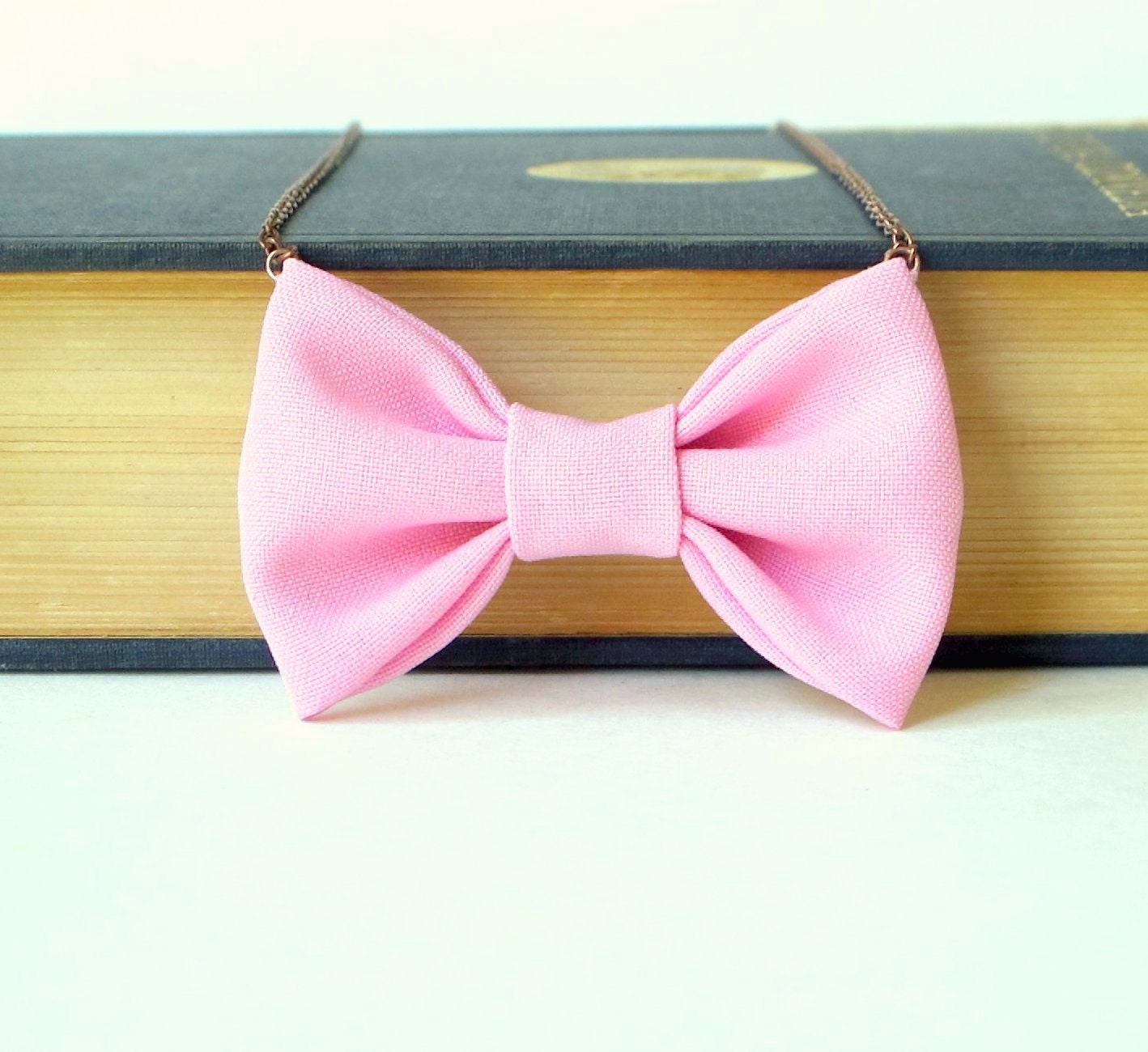 Light Pink Bow Tie Necklace - For Casual Wear , Party, Prom, Bridesmaids