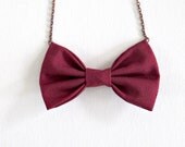 Wine Red Burgundy - Bow Tie Necklace