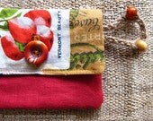 Kitsch Coin Purse in Red Vintage Inspired Pop Art Collage Print - CardHolder Cherry Strawberry Main Print FREE SHIPPING WORLDWIDE