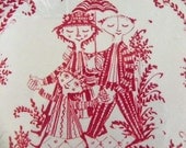 Vintage Nymolle Bjorn Wiinblad Red Family Ceramic Tile Trivet by EdibleComplex on Etsy