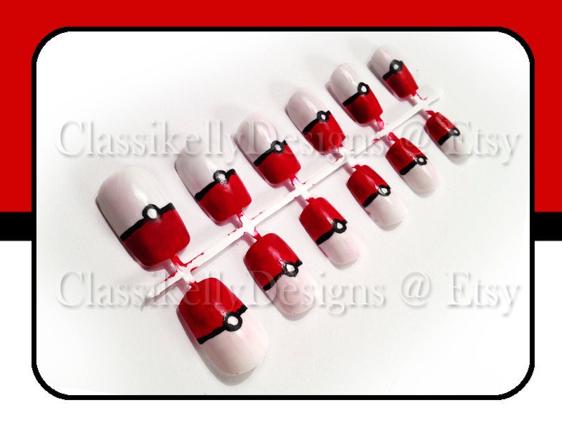 Pokemon "Pokeball" Nail Set