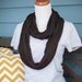 Solid Black Slub Jersey Knit Infinity Scarf
