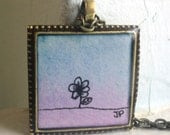 Flower Art Jewelry - Pendant Necklace - Flower Necklace Against Blue Sky Pendant - Original Watercolor Art Necklace