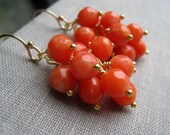 Orange coral earrings, coral dangle earrings for bridesmaids jewelry, everyday, weddings, bridal party gifts