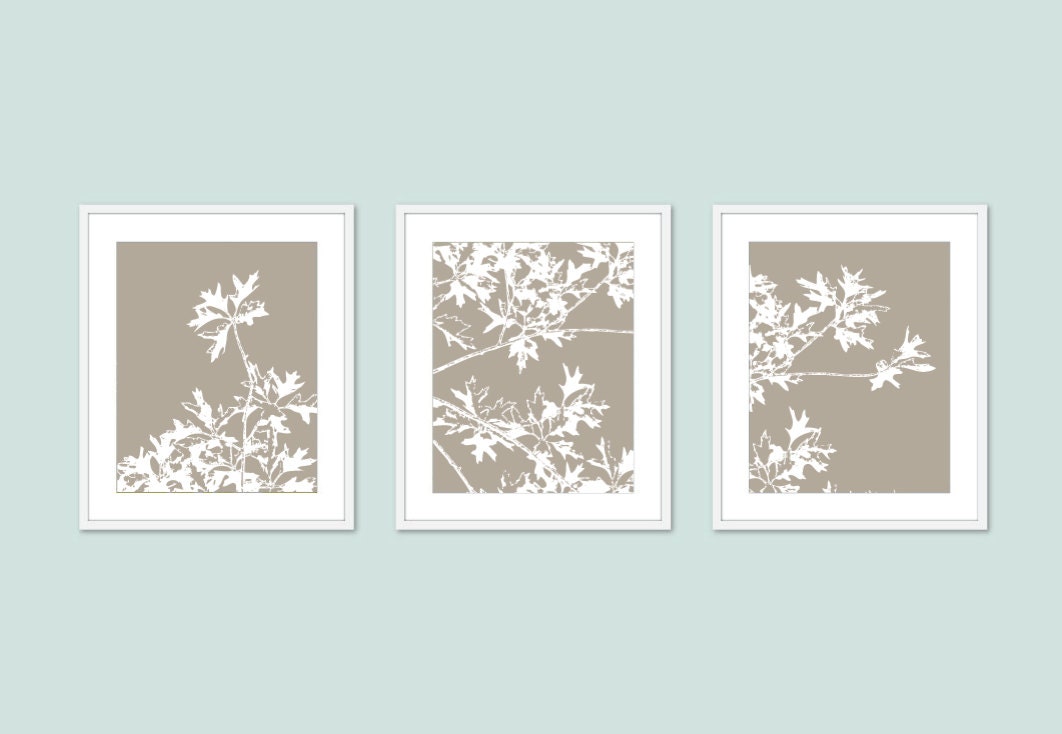 Autumn Tree Set - Wall Art - Digital Print Set - Taupe Brown - Original Modern - Woodland - Home Decor - Leaf - Fall Foliage