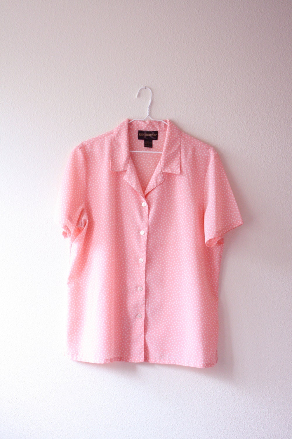 vintage coral polka dot top