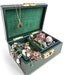 Vintage Jewelry Box - 1950s Small Green Designer Rumpp Box / Emerald Green & Gilded