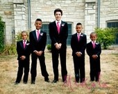 Wedding Flower Boutonniere Package Hot Pink Black Silver and White Punk'D